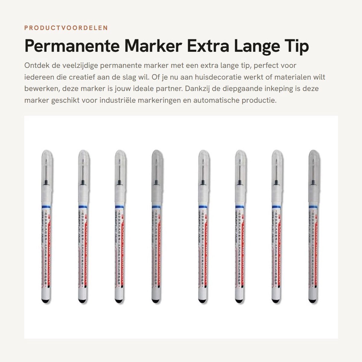 Dailygoods- Permanente Marker - 8 Stuks - Extra Lange Punt - Waterdicht - Sneldrogend - Geschikt voor Diverse Materialen - 0,7-1 mm Looddiameter - Markeerstift