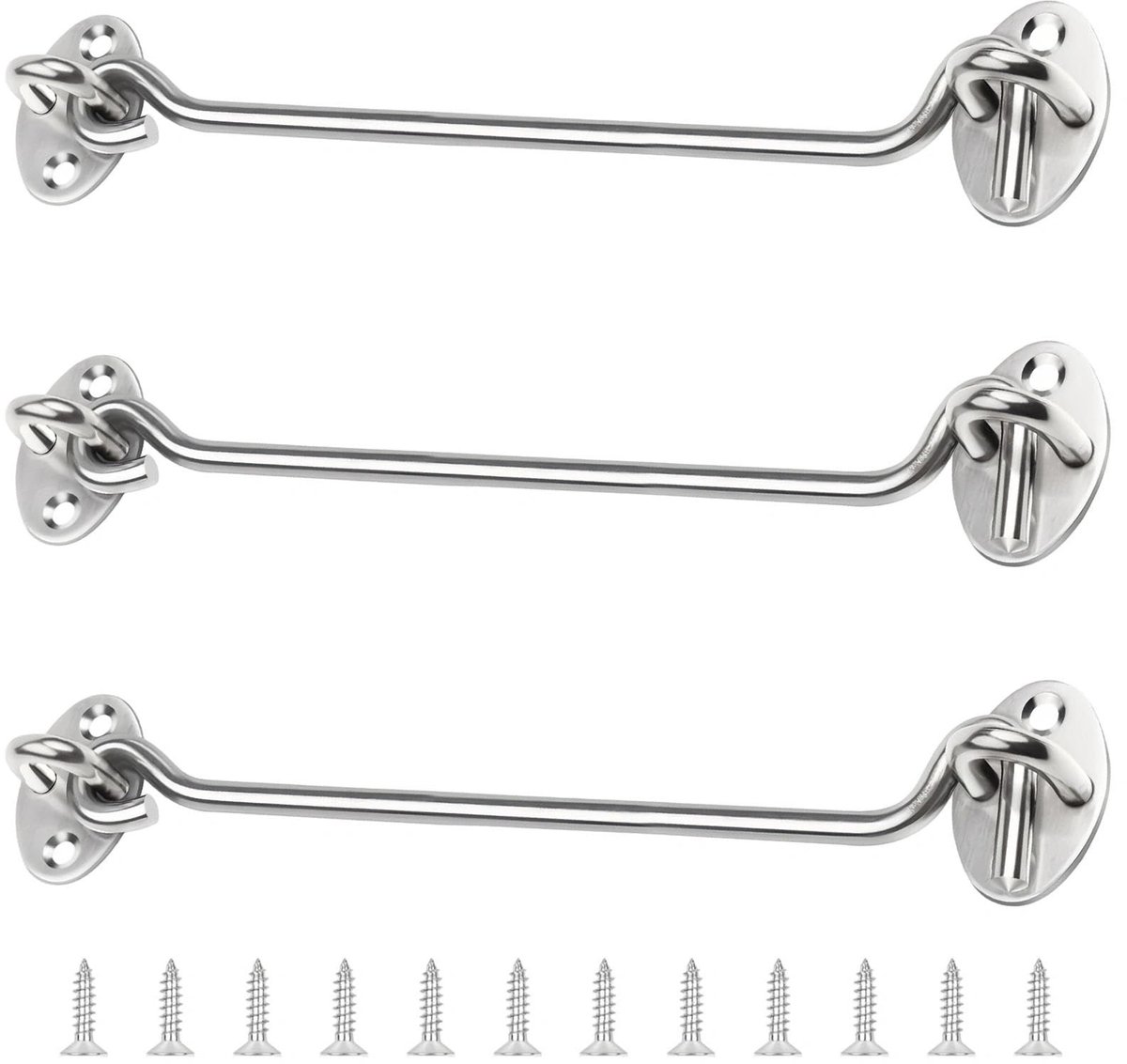 Dailygoods- Stormhaken 3 Stuks - 20 Inch Roestvrij Staal - Deursluiting - Versterkt en Slijtvast - Diefstalbestendig - Eenvoudige Installatie