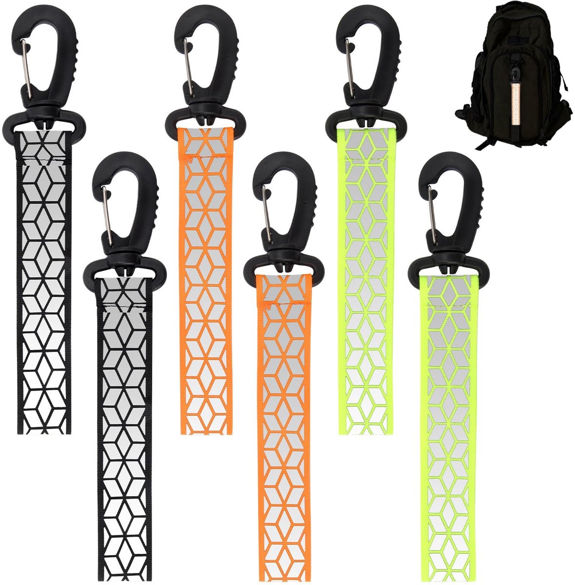 Dailygoods- Reflector Set van 6 Stuks - Reflectoren voor Rugzak - Reflectoren voor Kleding - Reflecterende Hanger - Reflector voor Veiligheid - Hoogwaardige Duurzaamheid - Reflectorhanger