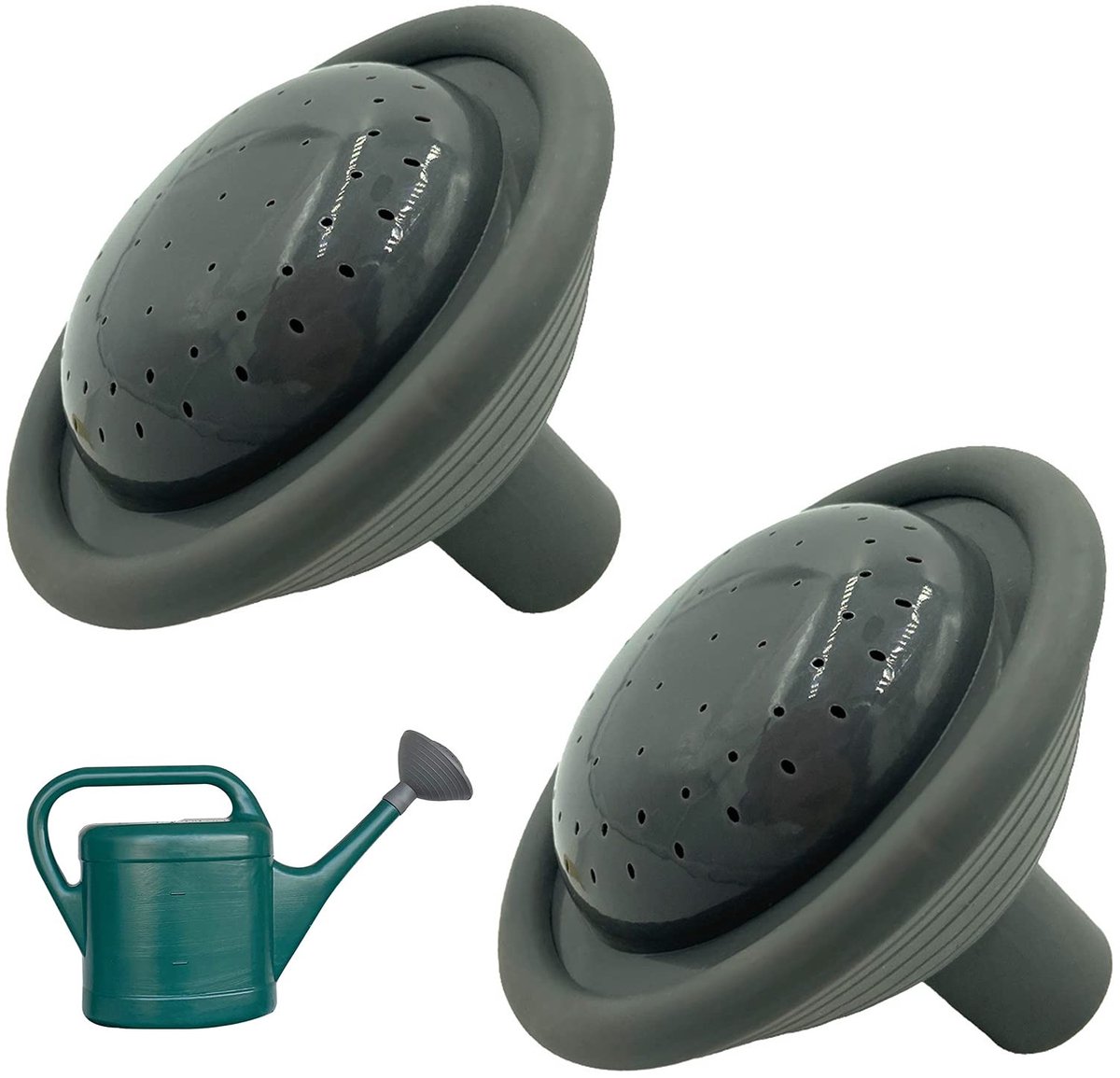 Dailygoods - 2 Stuks Gieters Met Sproeier - Ideaal Voor Planten - Grijs - Vervangende Sproeikop - Perfect Voor Binnen En Buiten - Inclusief Gietopzetstuk