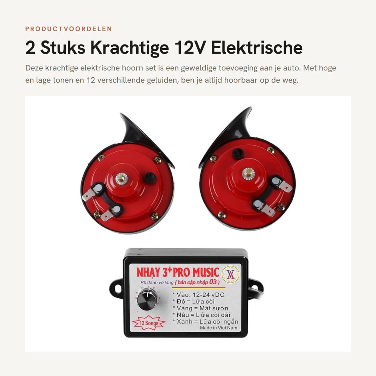 Dailygoods - 2 Stuks Krachtige 12V Elektrische Hoorn voor Auto