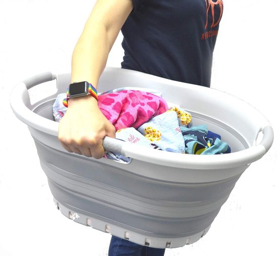 Wasmand Opvouwbaar - Draagbare Kuip - Ruimte Besparen - BPA-vrij Kunststof - 58 x 43 cm - Grijs — afbeelding 5