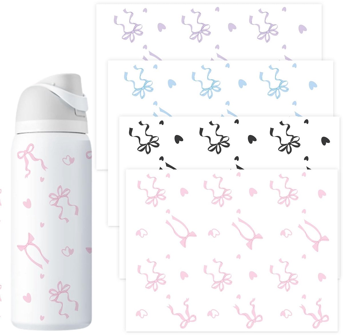 Dailygoods- Transferstickers 4 Kleuren - Bogen DTF Stickers - Cup Wraps - Decoratie voor Glazen - UV Transfer Lijm - 25 x 19 cm