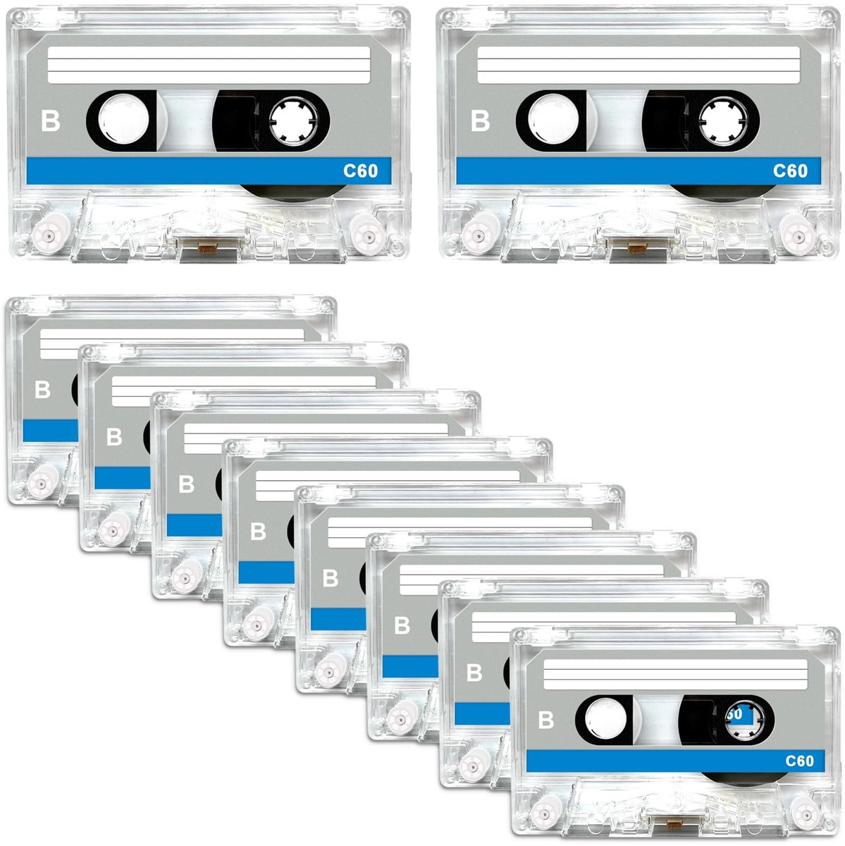 Dailygoods- Audiocassettes 10 Stuks - 60 Minuten - Lege Geluidsarm Cassettes - Muziekcassettes - Geluidsdemping - Geschikt voor Opnames - Geluidsbanden