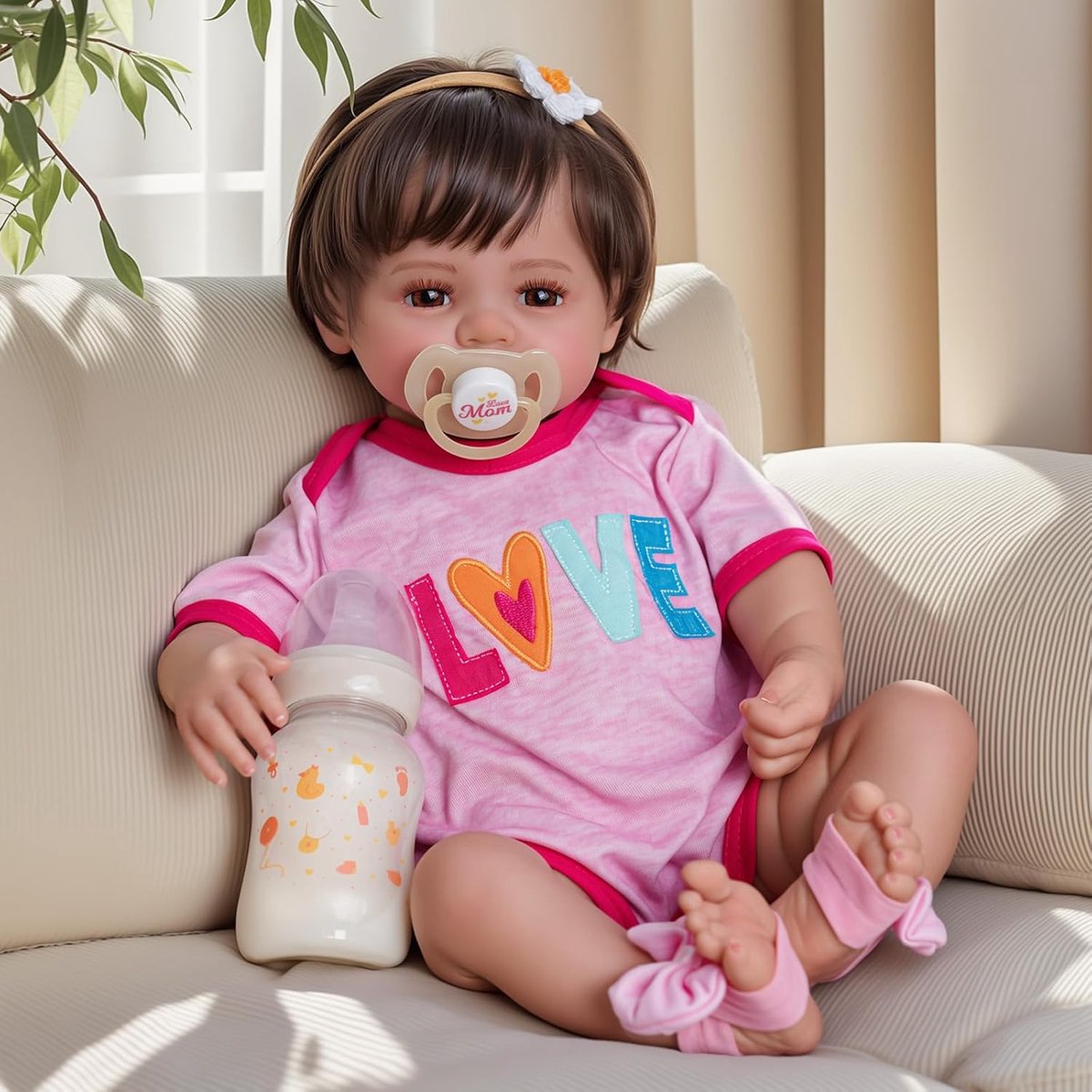 Reborn Babypop - Levensechte pop - Kind Ontwikkeling - Zachte stoffen lijfje - 43 cm - Roze