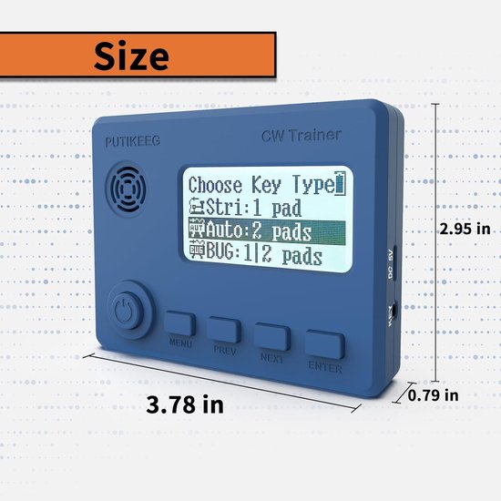 CW Trainer - Morse Code - Radio Oefenen - Met Display - Compact - Blauw — afbeelding 3