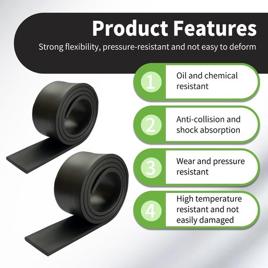 Non-slip rubberen rol van 3 mm x 50 mm x 1 m voor isolatie, antivibratie en industriële bescherming, perfect voor deuren, ramen en werkplaatsen — afbeelding 5