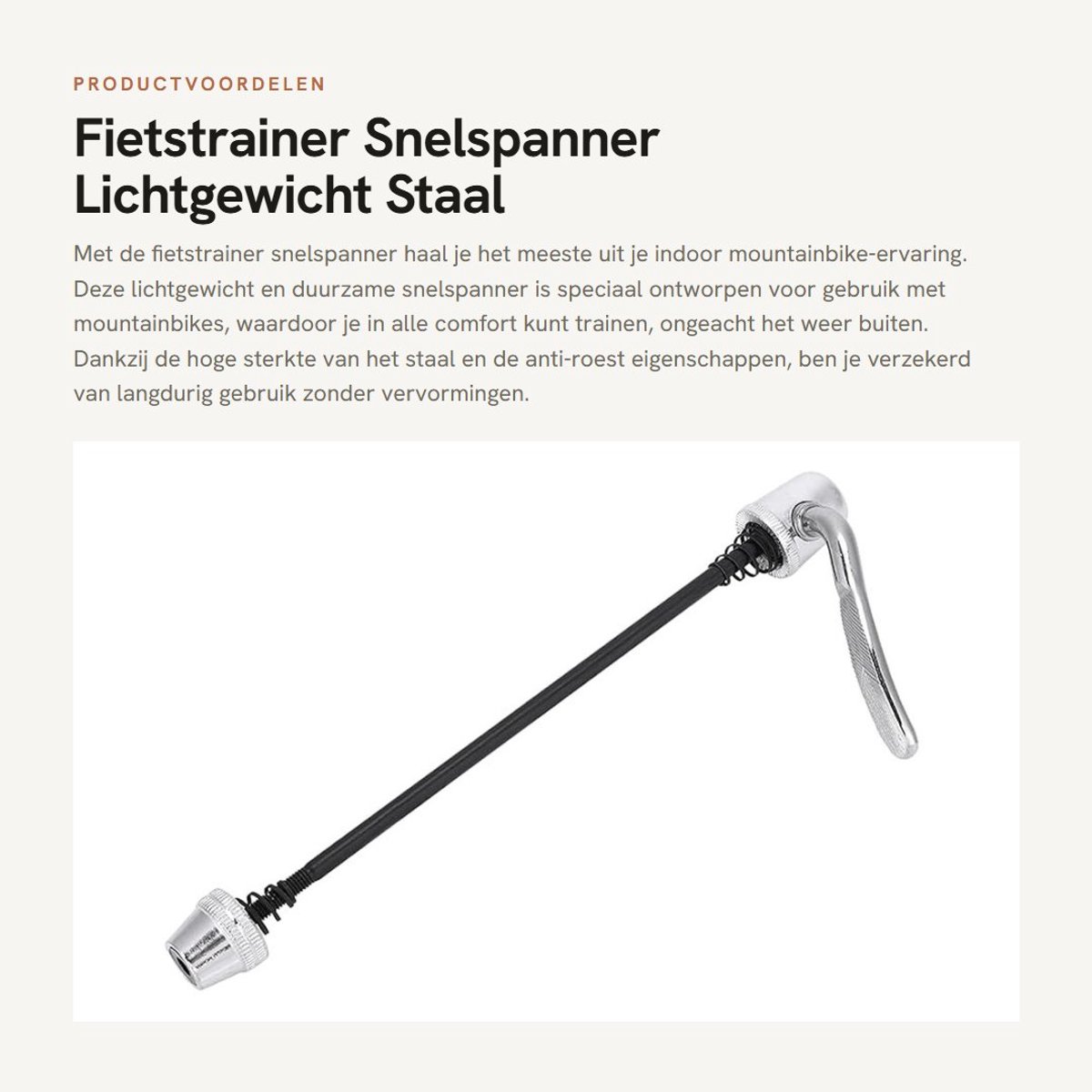 Dailygoods- Snelspanner Hoogwaardige Staal - Snelspanner Fietstrainer - Lichtgewicht - Instelbaar Bereik 3cm - Geschikt voor Mountainbike - Duurzaam Ontwerp - Fietsspies