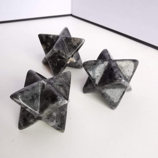 Labradoriet Merkaba Ster - Energie Generator - Meditatie en Ontspanning - Heilige Geometrie Veld - 25 cm - Blauw Groen — afbeelding 3