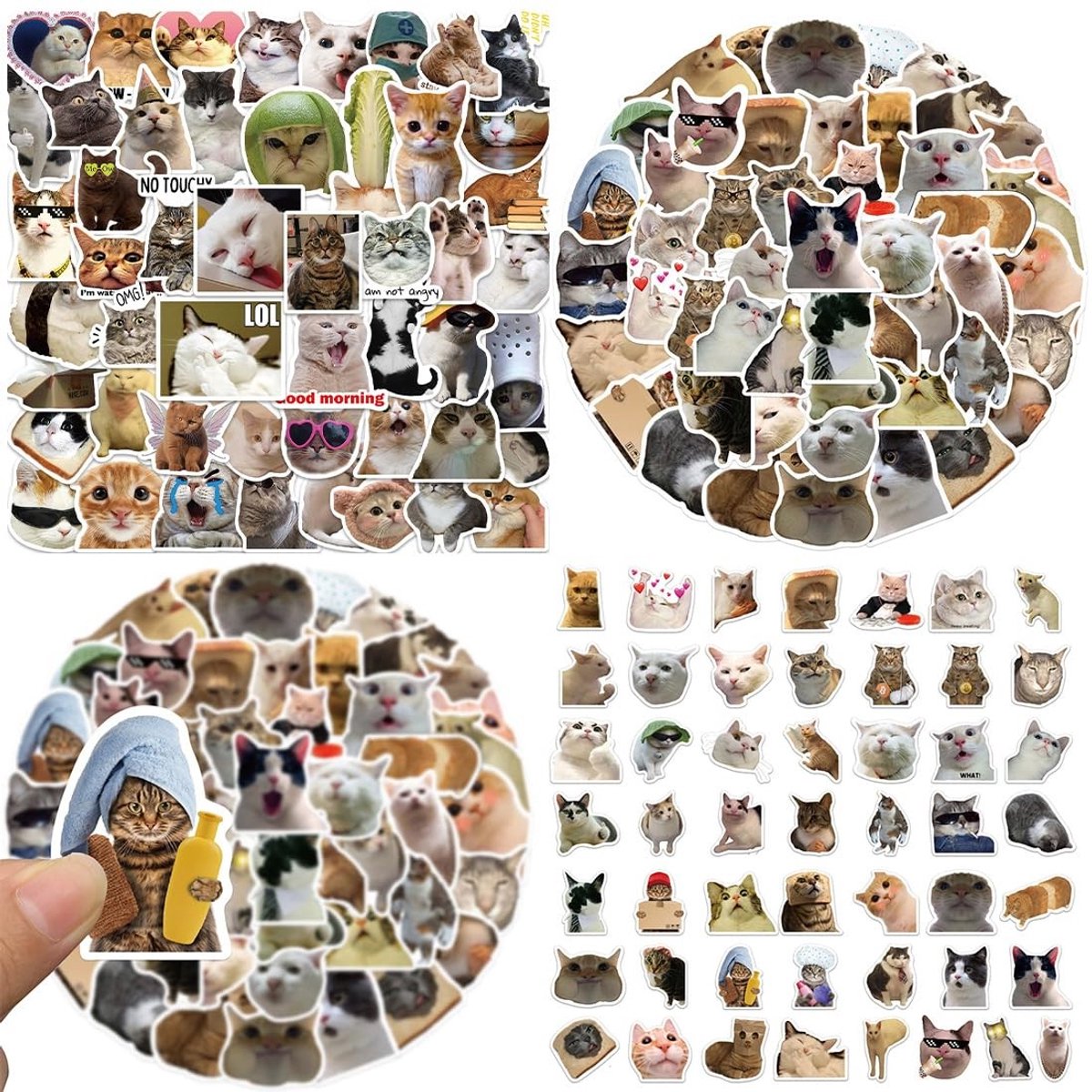 Dailygoods - Puzzelstickers - 3D-meme-katten - Grappige decoratie - EVA-schuim - Stickers voor elektronica - Geschikt voor binnen en buiten