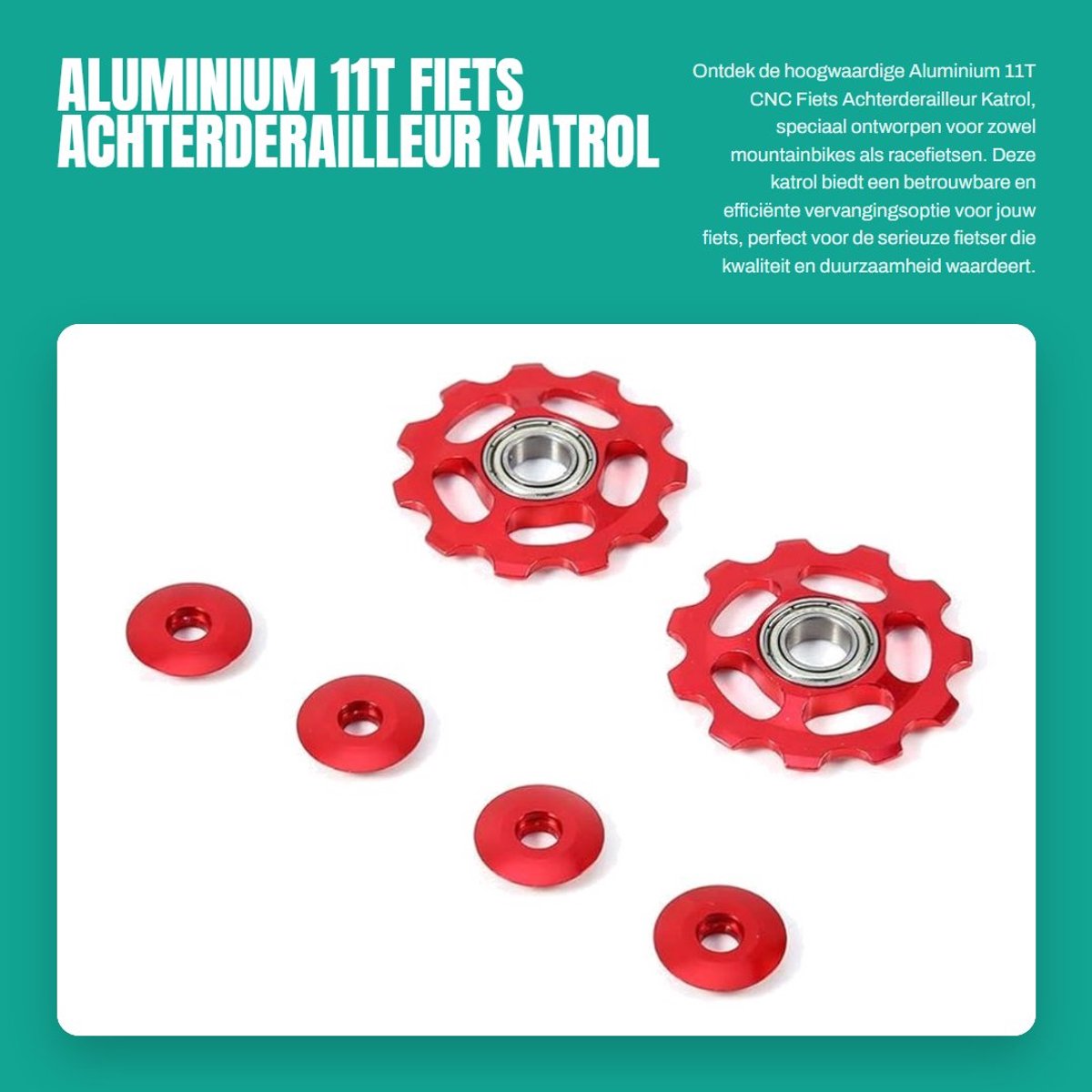 Dailygoods- Achterderailleur Katrol Aluminium 11T - Fiets Katrol - Mountainbike Wielen - Derailleur Gids - Lager Vervanging - Lichtgewicht Design - Derailleurwielen