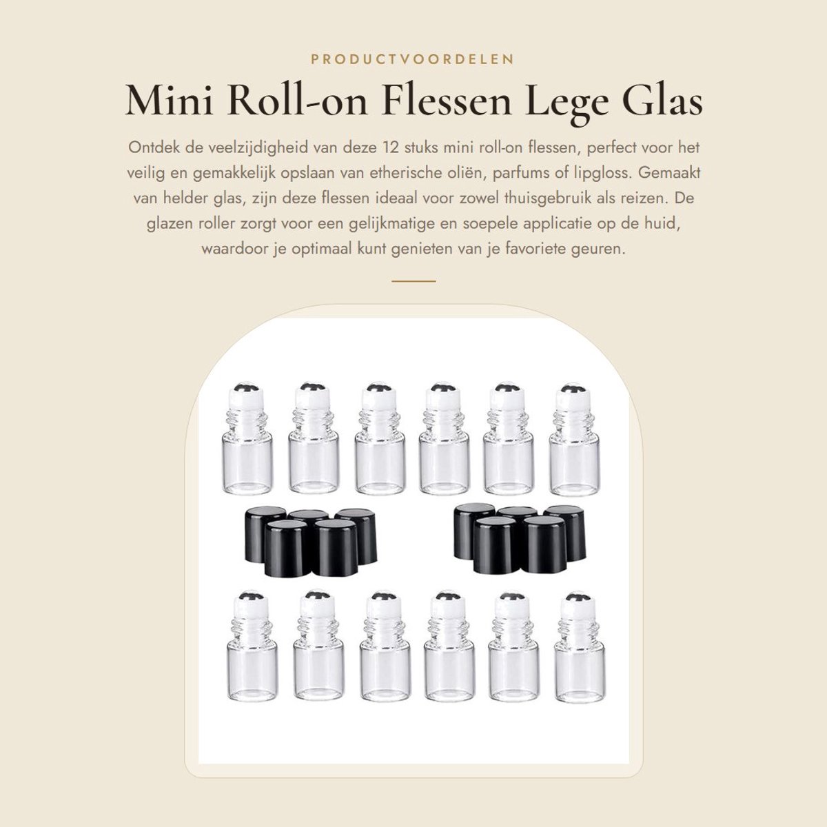 Dailygoods- Roll-on Flessen 12 Stuks - 2 ml Mini - Lege Glas Roller - Etherische Olie - Draagbaar - Transparant - Voorkomt Lekkage - Rollerfles