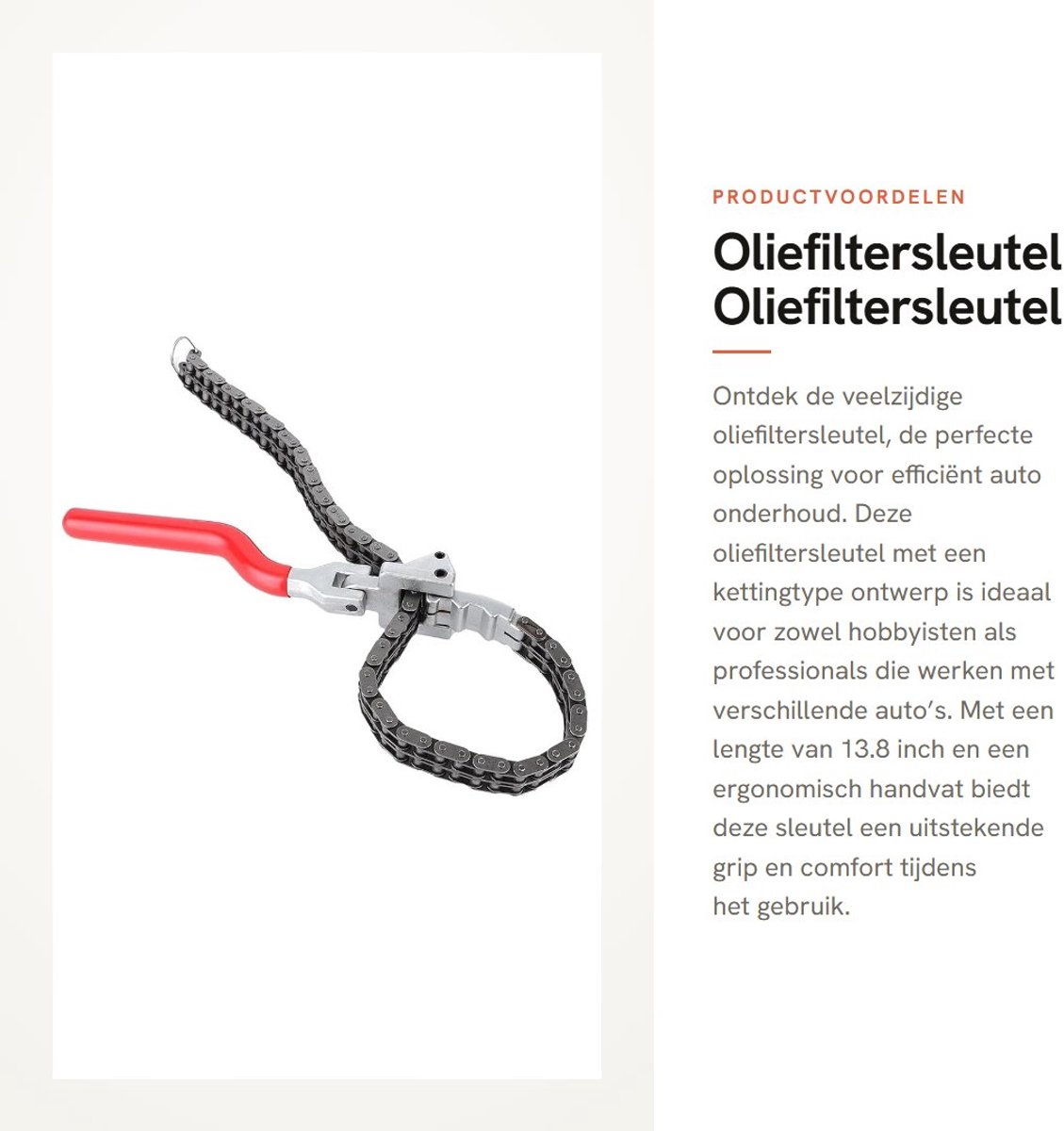 Dailygoods- Oliefiltersleutel Kettingtype - Lange Steel 350mm - Draaibare Handgreep - Staal/IJzer - Maatbereik 60-160mm - Ergonomisch Ontwerp - Filtersleutel