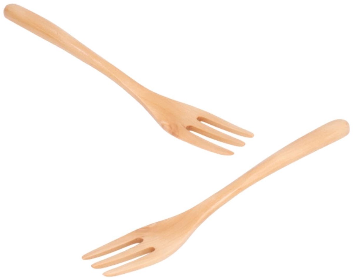 Dailygoods- Houten Vorken - 2 Stuks - Herbruikbare Vorken - Handgemaakte Vorken - Japanse Stijl - Geschikt voor Fruitsalade/Dessert - Servies