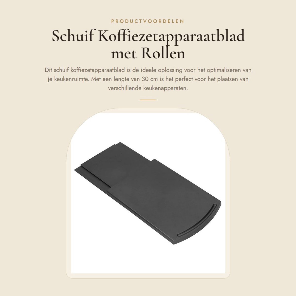 Dailygoods- Koffiezetapparaatblad Uittrekbaar - Onderkast Werkblad - Keukenmat - Schuifrol - Duurzaam ABS - Vaatwasmachinebestendig - Keukenblad