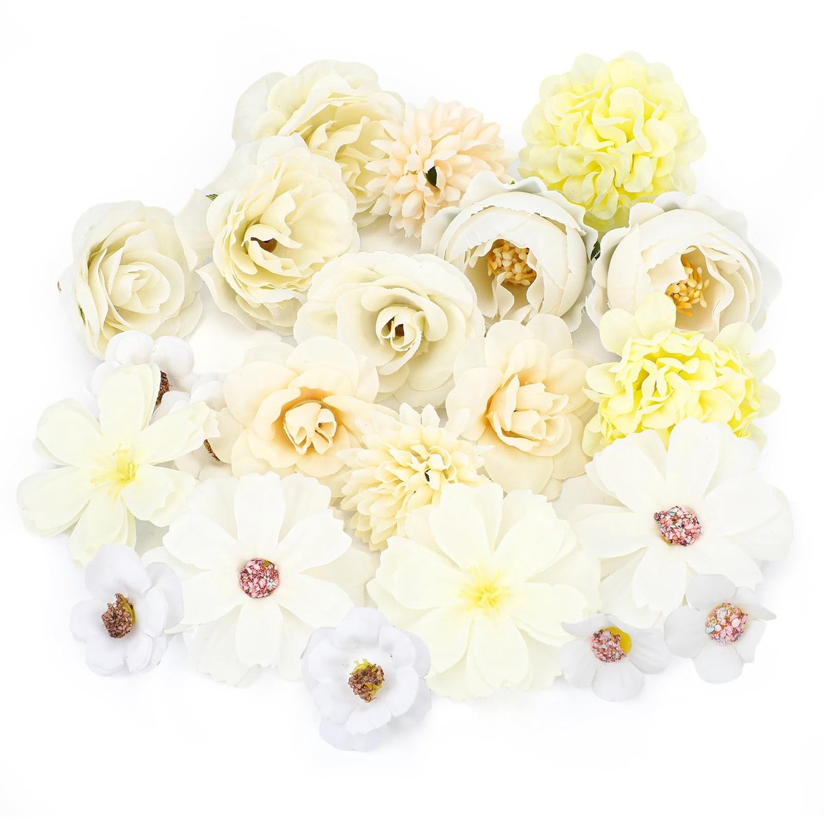 Dailygoods- Kunstmatige Bloemhoofden 20 Stuks - Zijde Neprozen/Pioen/Kersenbloemen - Doe-het-zelf Decoratie - Bruiloft/Feest - Herbruikbaar/Levensecht - Kunstbloemen