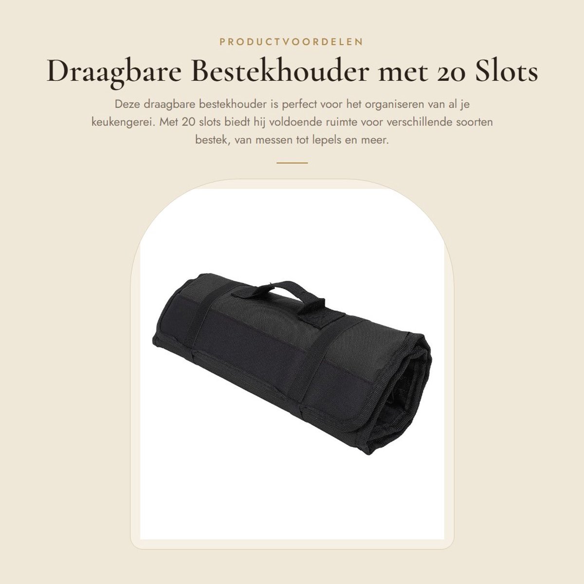 Dailygoods- Kokmeszak 20 Slots - Draagbare Beschermhoes - Lichtgewicht - Stofbestendig - Ideaal voor Thuis/Camping - Multi-functioneel - Messenrol