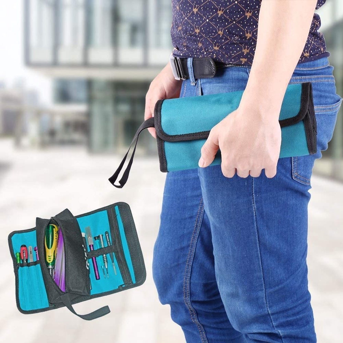 Dailygoods - Vouwbare Gereedschapstas - Professionele Organiser - Handig voor Elektriciens - Stevig materiaal - Ruimtebesparend - Veelzijdig in gebrui...