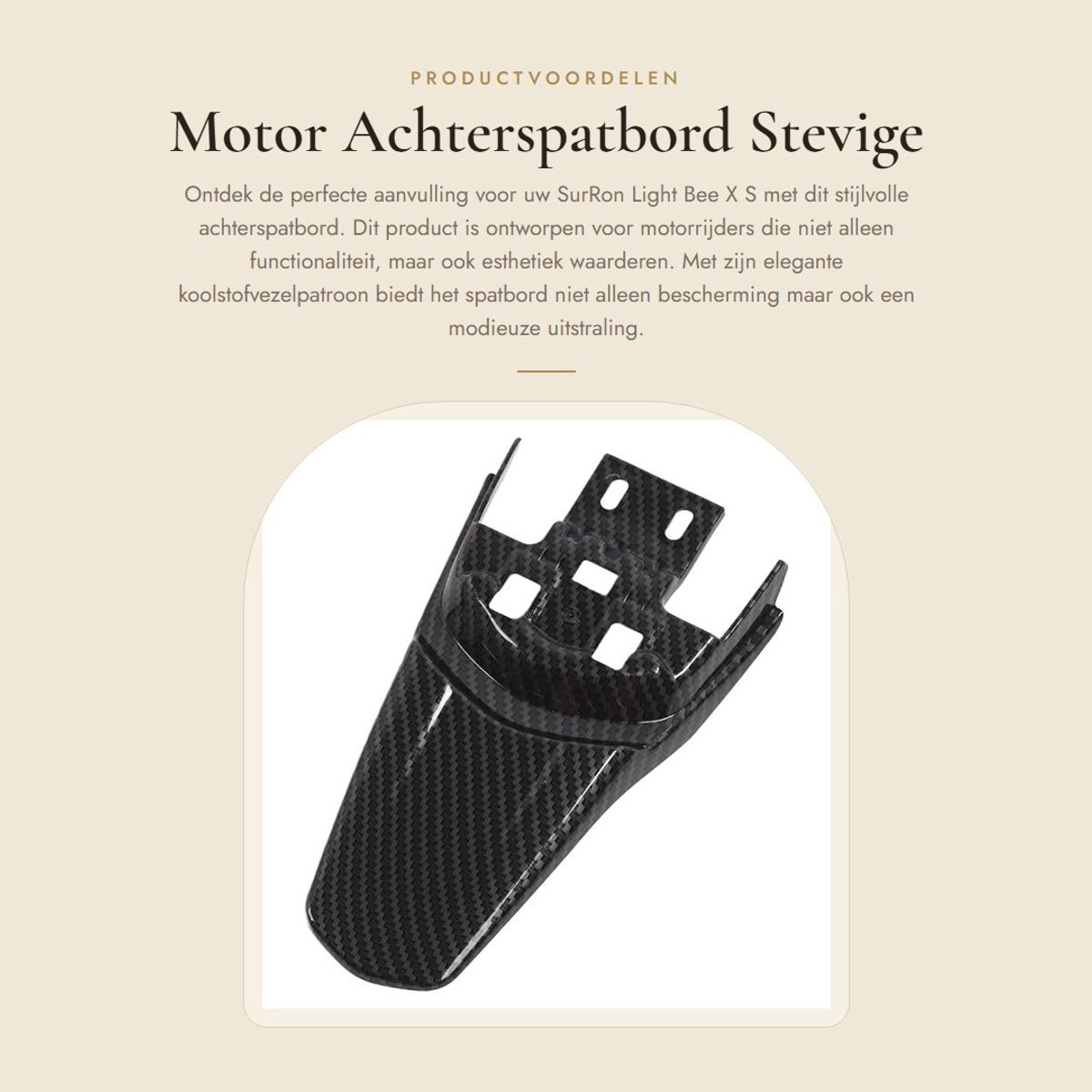 Dailygoods- Achterspatbord Stevige Bescherming - Achterspatbord Vervanging - Koolstofvezelpatroon - Elegant Design - Geschikt voor SurRon Light Bee X/S - ABS-Kunststof - Motorfiets Spatbord