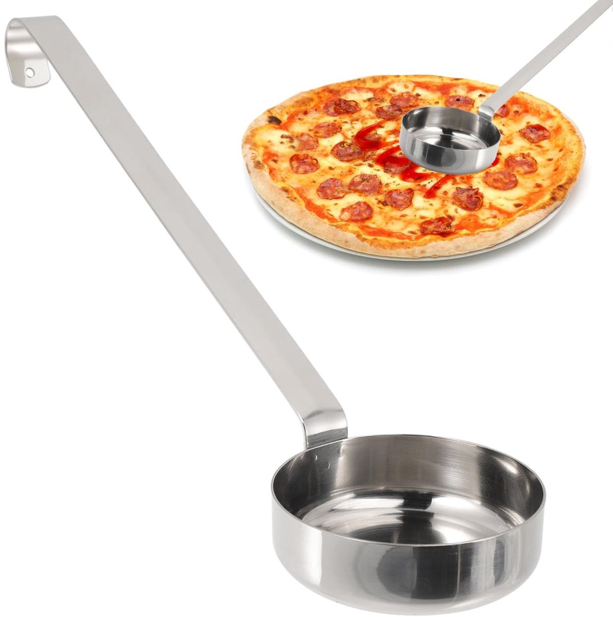 Dailygoods- Sauslepel Platte - 2 Stuks - Roestvrij Staal - Keuken - Vaatwasmachinebestendig - Eenvoudig te Reinigen - Keukengerei