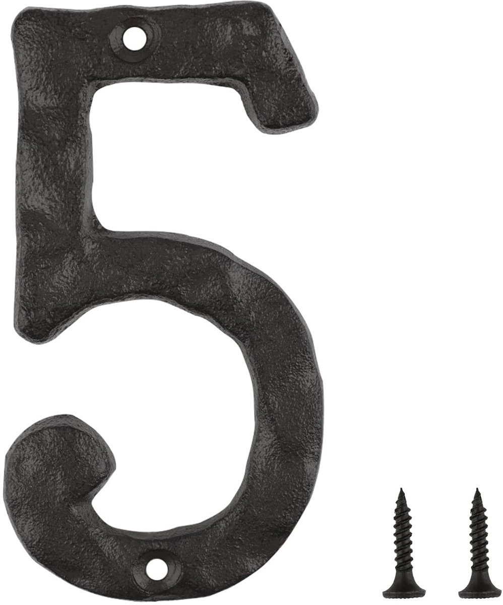 Dailygoods- Huisnummer 14 cm - Zwart - Metalen Huisnummer - Duurzaam - Voor Buiten - Inclusief Schroeven - Adresnummer