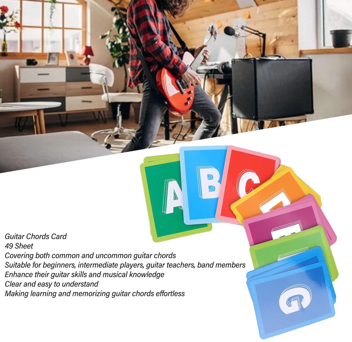 Dailygoods - Gitaarakkoordkaarten Set van 49 Vellen voor Beginners en Gevorderden