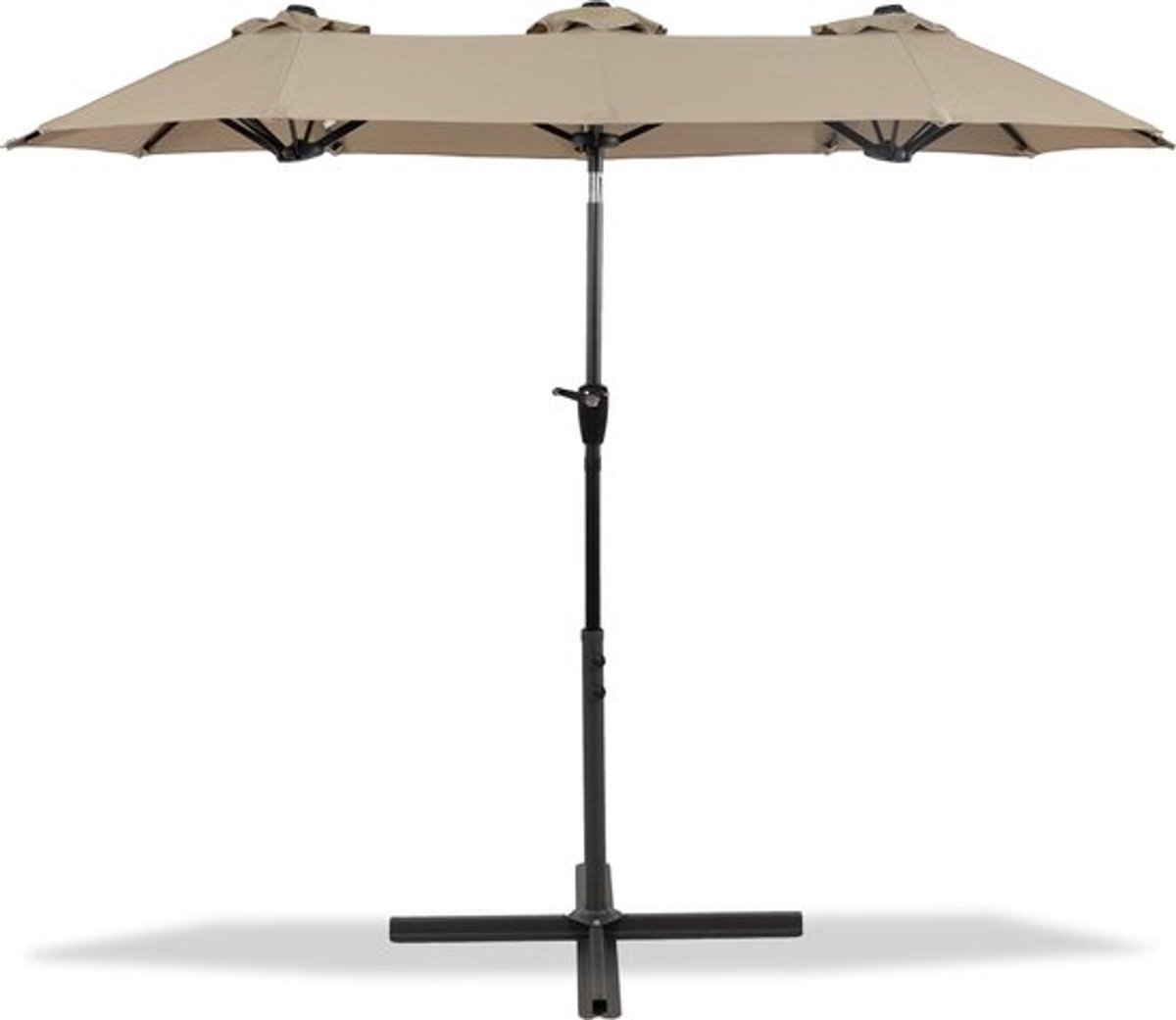 Bol.com MaxxGarden Parasol - Stokparasol xxl - 300 x 150cm - Taupe - Incl. Kruisvoet aanbieding
