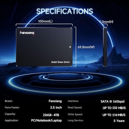 Interne SSD - Harde Schijf - Computer Snelheid - Snelle Gegevensoverdracht - 1 TB - Zwart — afbeelding 5