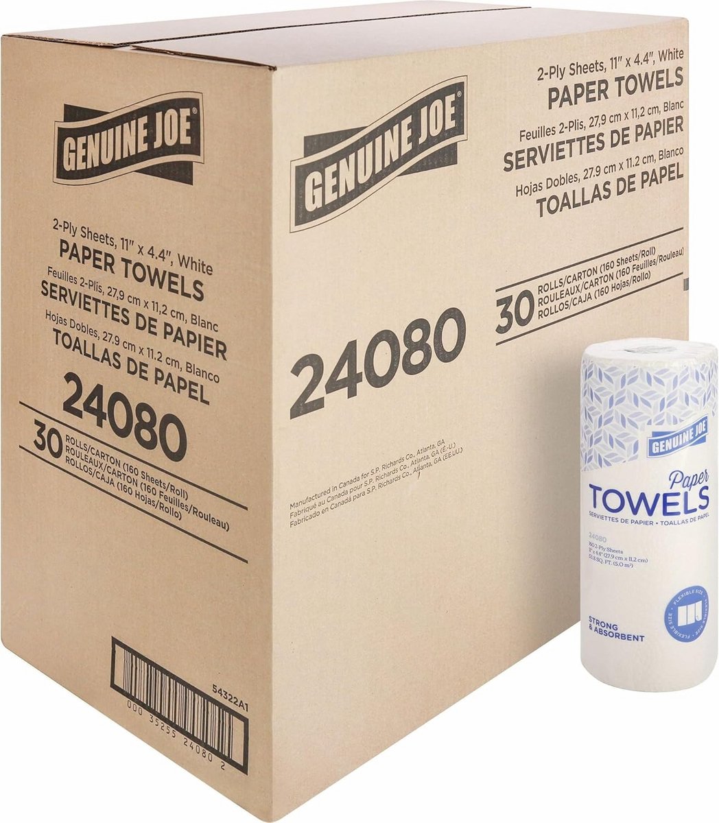 Huishoudrollen Papier - Keukenpapier - Snel Opruimen - 2-Laags Sterkte - 30 Rollen - Wit