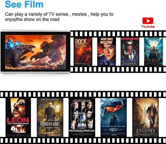 Auto Hoofdsteun Media Speler - Achterbank Entertainment - Reizen Onderhouden - 11.6 Inch 4K Scherm - 1366x768P Resolutie - Universeel — afbeelding 5