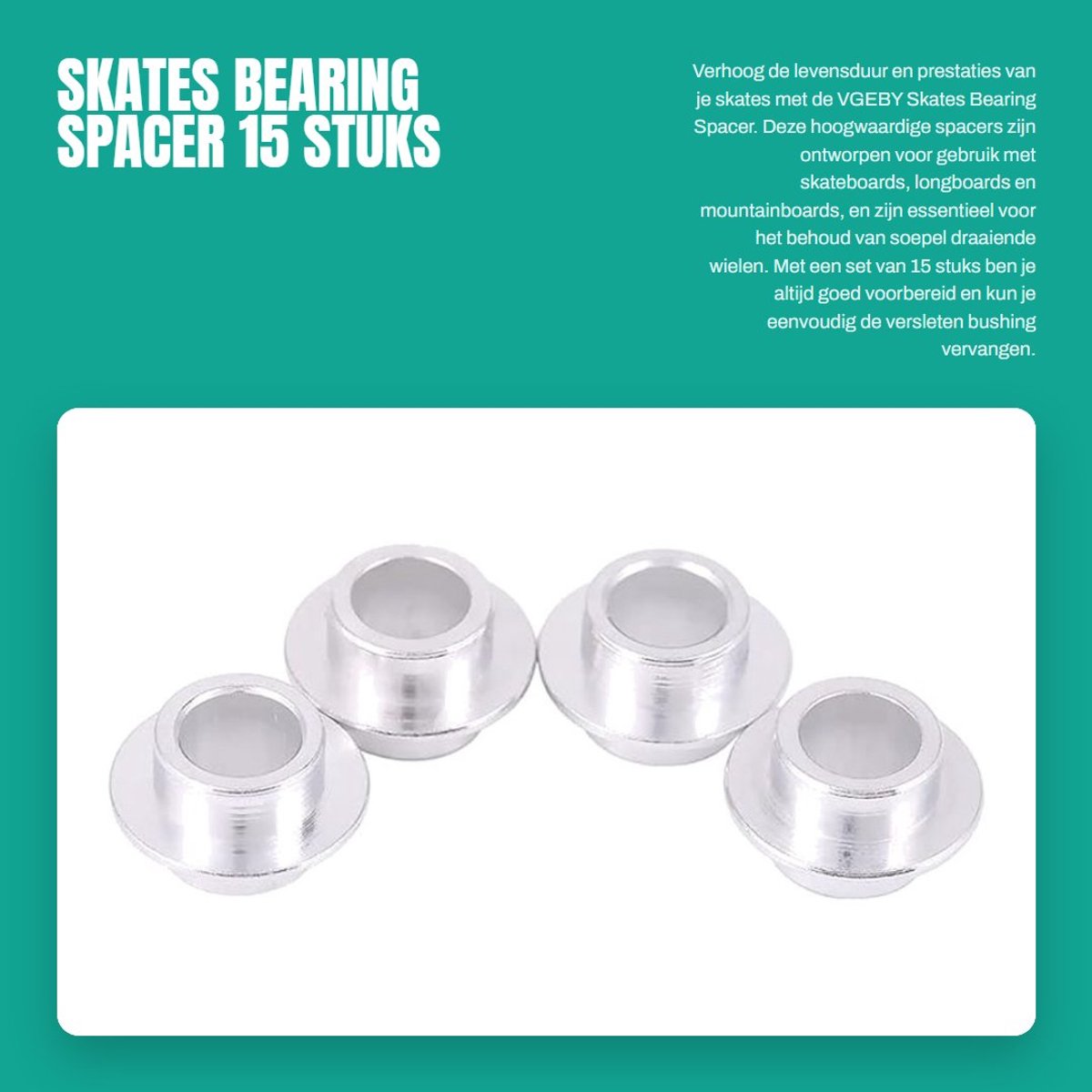 Dailygoods- Lager - 15 Stuks - Hoogwaardig Roestvrij Staal - Duurzaam - Roller Schoen - Onderdeel voor Skateboard/Longboard - Skateboardlagers
