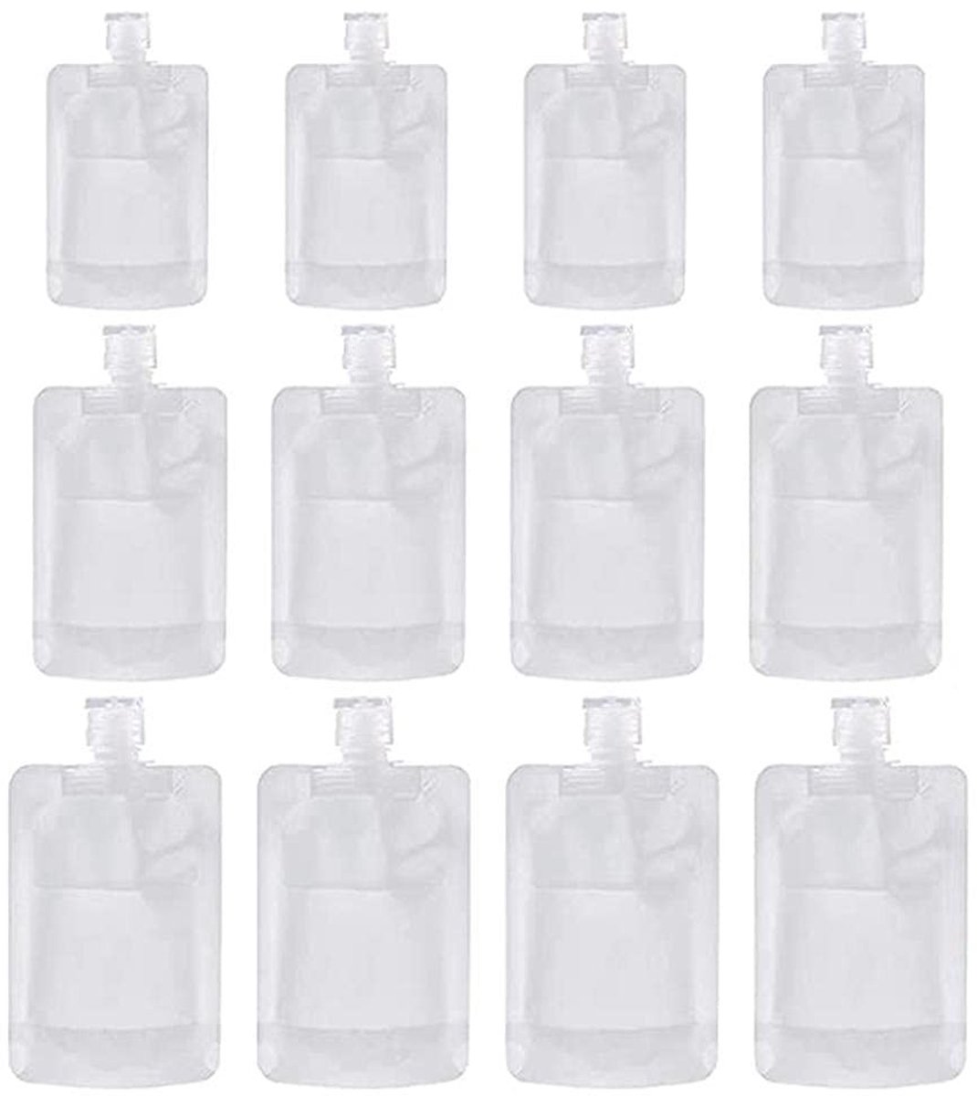Dailygoods- Knijpzak - 12 stuks herbruikbaar - Draagbare verpakking - Lekvrije cosmeticacontainer - 30ml/50ml/100ml - Voedselveilig kunststof - Cosmeticafles