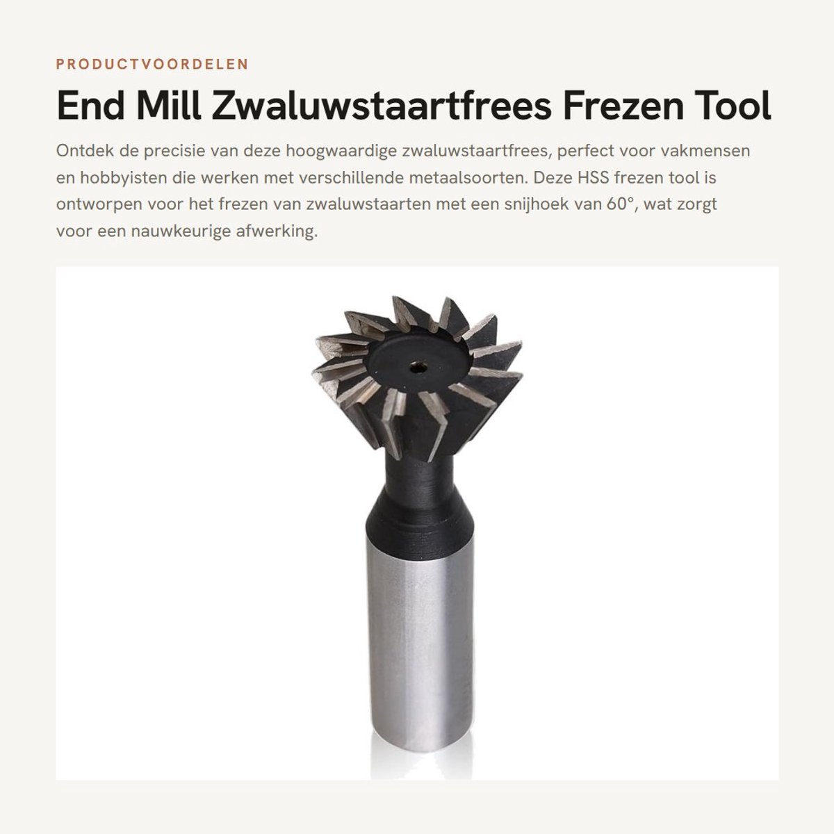 Dailygoods- Frezen HSS Zwaluwstaart Cutter - End Mill 10-35mm - Rechte Schacht - Dubbelzijdige Snijrand - Geschikt voor Gietijzer - Precisie Geslepen - Snijder