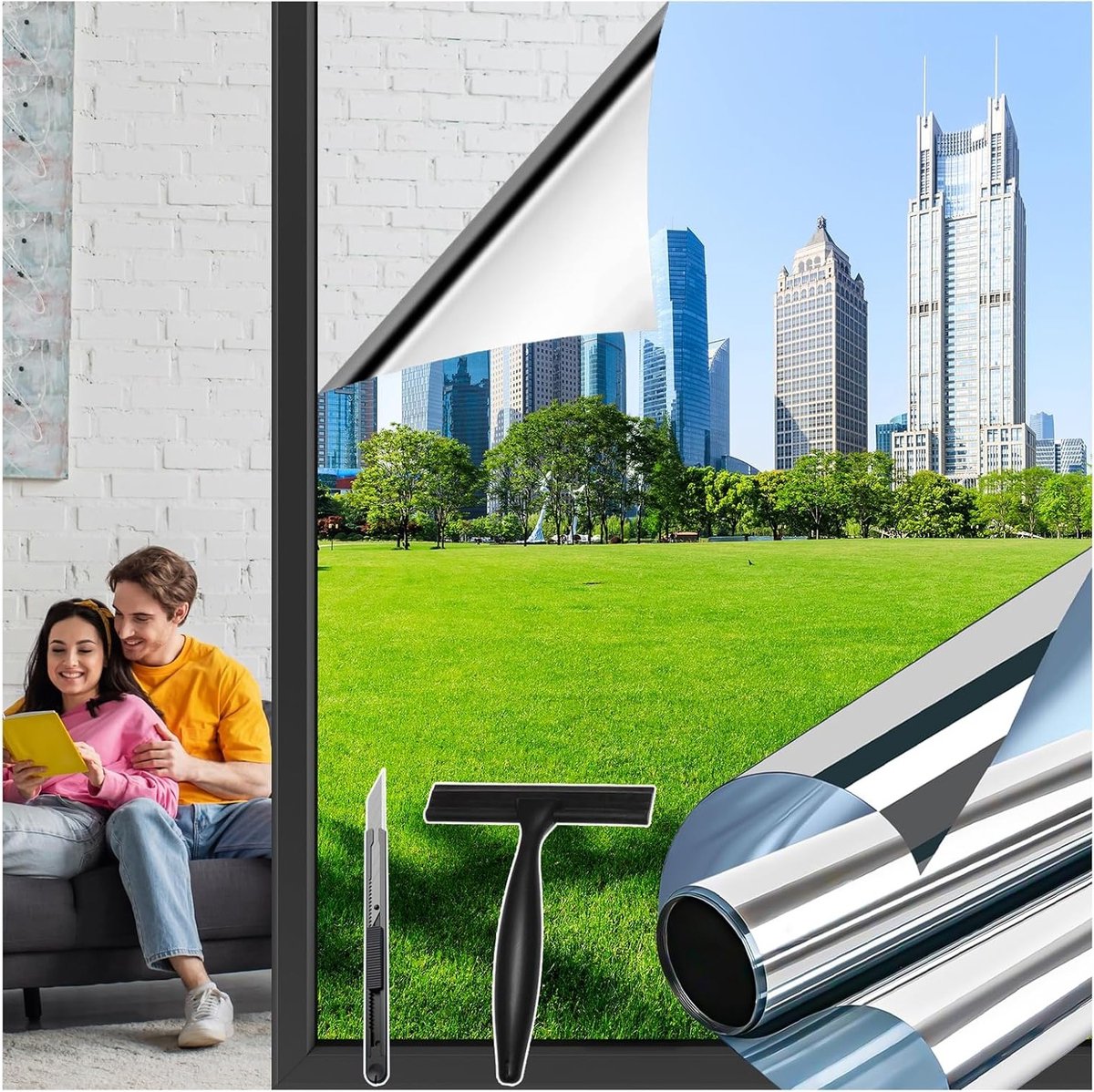 Reflecterende raamfolie voor glasramen, warmte-isolerende folie, UV-bescherming, anti-glan