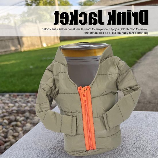 Isolerende drankhouder voor blikjes en flessen, koel en stijlvol, perfect voor feestjes en buitenactiviteiten, 4.7 x 2.8 x 4.3 inch (Groen met lange mouwen) — afbeelding 2