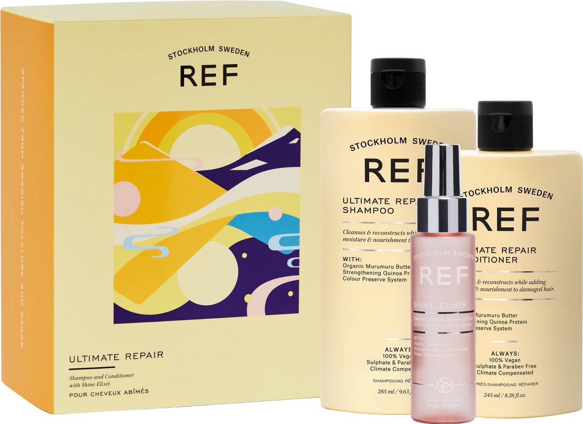 REF Stockholm - Ultimate Repair Giftbox ' The Fairy' - Ultimate Repair Shampoo + Ultimate Repair Conditioner + Shine Elixir - Ideale haarverzorging geschenkset - Cadeau tip!