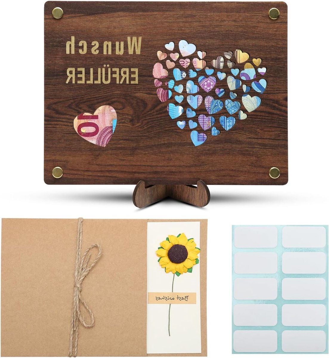 Cadeauverpakking voor geldgeschenken, perfect voor bruiloften, vormsels en jongeren, wereldkaart design, origineel geldcadeau voor elke gelegenheid
