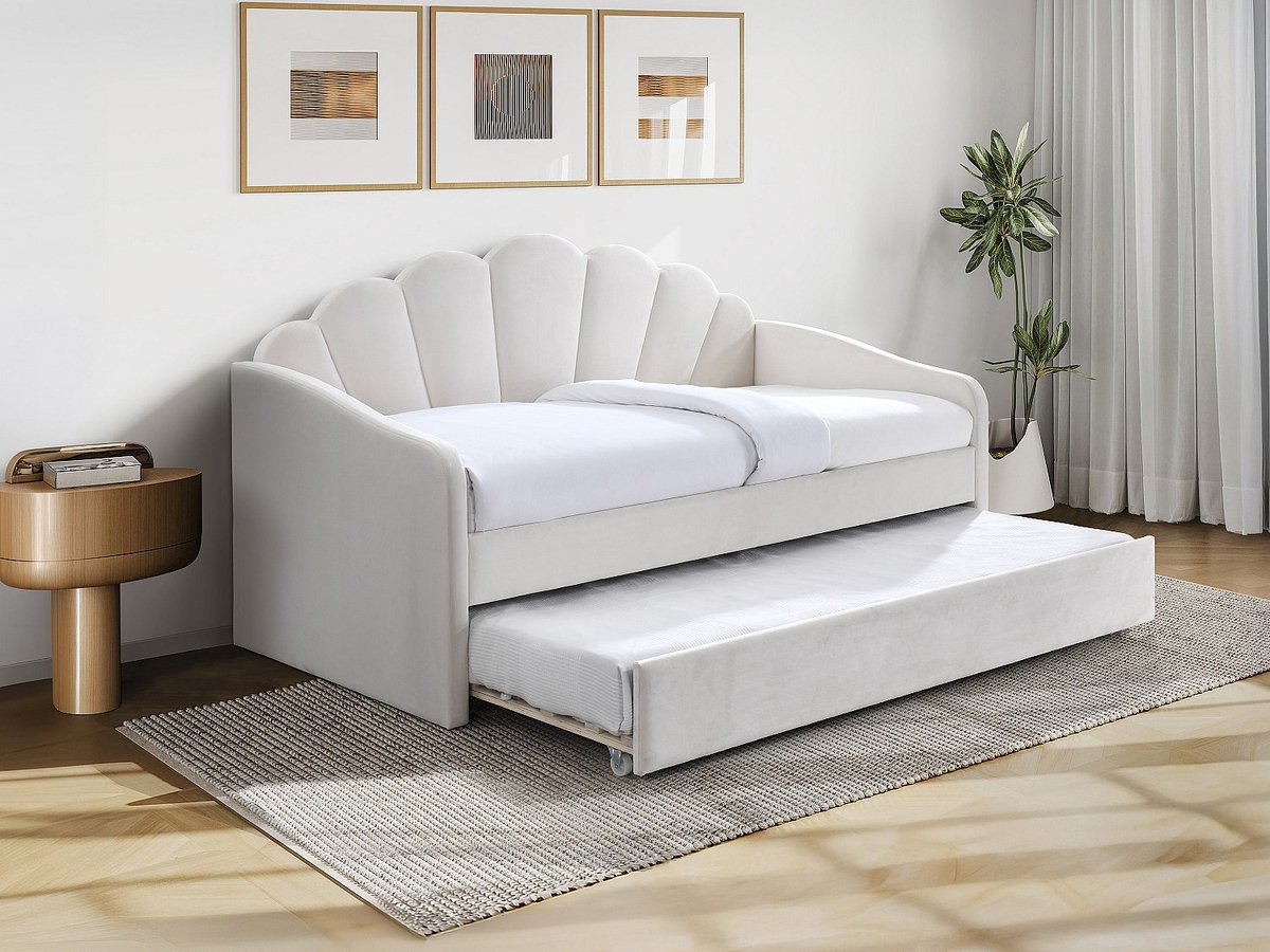 Vente-unique Bedbankje fluweel wit 90 x 190 cm