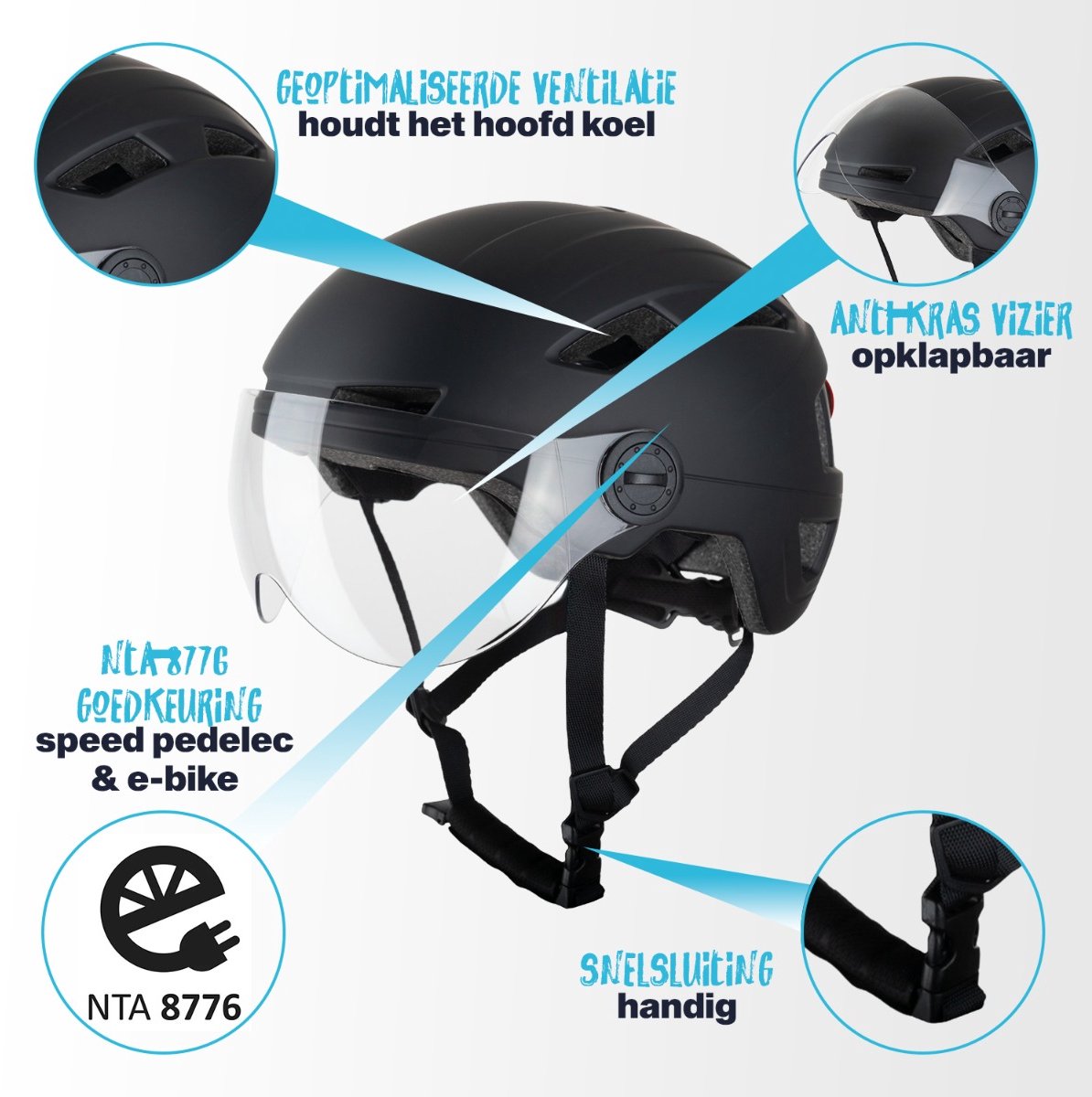 VINZ Munda Speed Pedelec Helm - Vizier - E-bike & Snorscooter