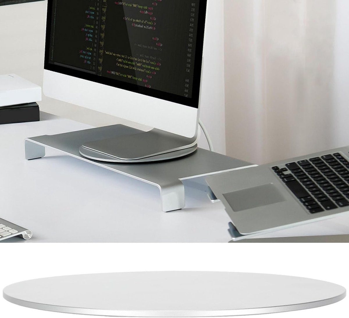 Aluminium Monitor Swivel Plate met 360 Graden Rotatie voor Computer en Tablet, Antislip Basis voor Thuis en Kantoor
