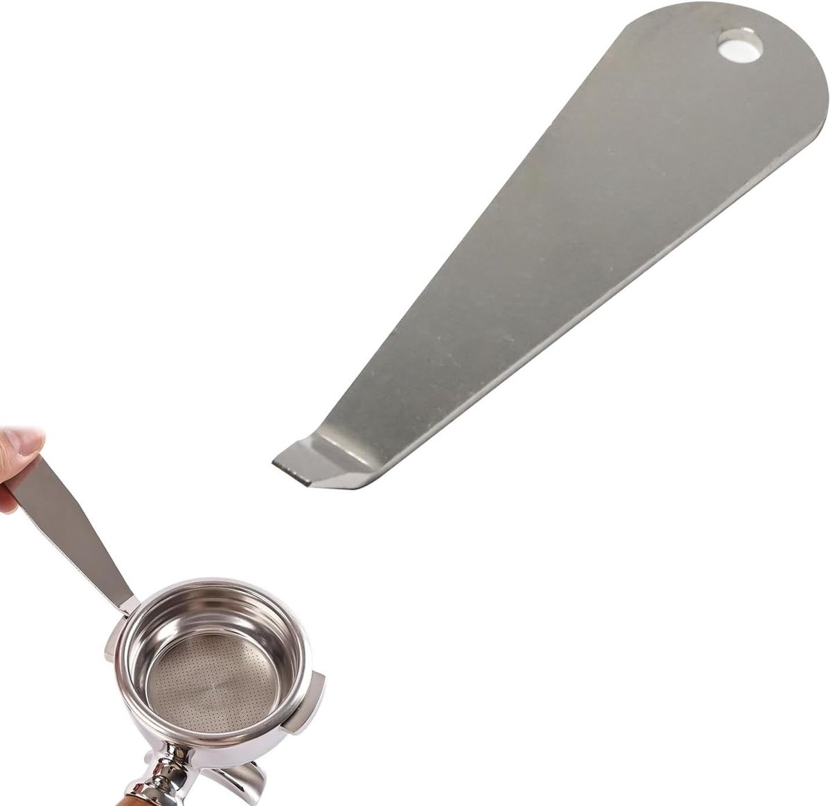 Professionele Koffiefilterhouder en Verwijderaar voor Espresso Machine Onderhoud - RVS, Duurzaam en Efficiënt