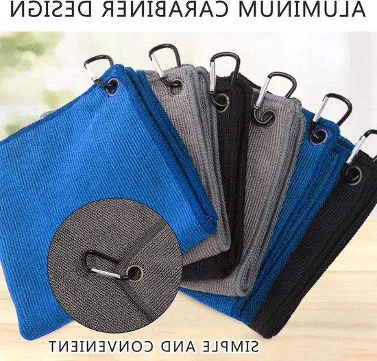 Multifunctionele golfhanddoeken-set - Golfaccessoires - Absorberend - Met karabijnhaak - Reiniging - Voor golftassen - Golfbaan - Sport - Yoga - Outdoor - 3 stuks - Microvezelhanddoeken - Verzorging — afbeelding 2
