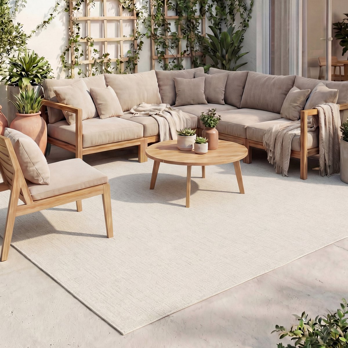 Fraai Buitenkleed - Malta Melange Creme - 120x170cm