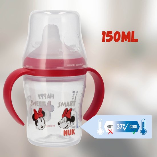 DISNEY Minnie Mouse NUK Veilige drinkfles voor beginnende drinkers, handvatten, tegen koliek, siliconen anti-lek speen 150ml 6m+ van Disney — afbeelding 3