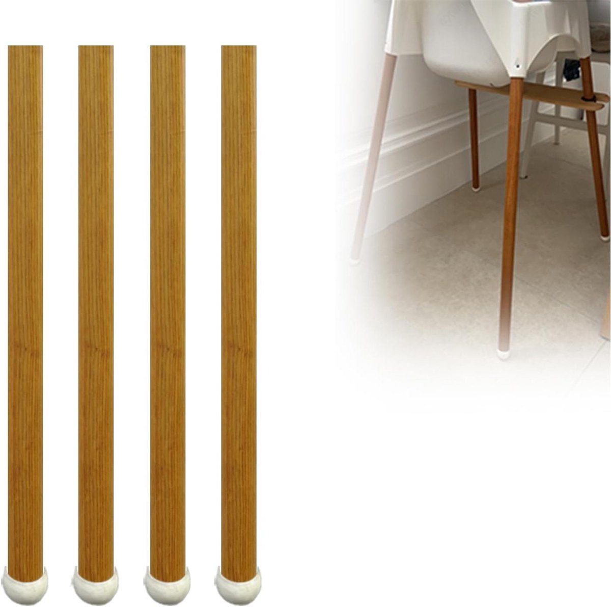 Kinderstoel Beenwraps - Stoelstickers Bamboe - Kinderstoel Decoreren - Zelfklevende PVC Strips - 59 cm - Eiken patroon