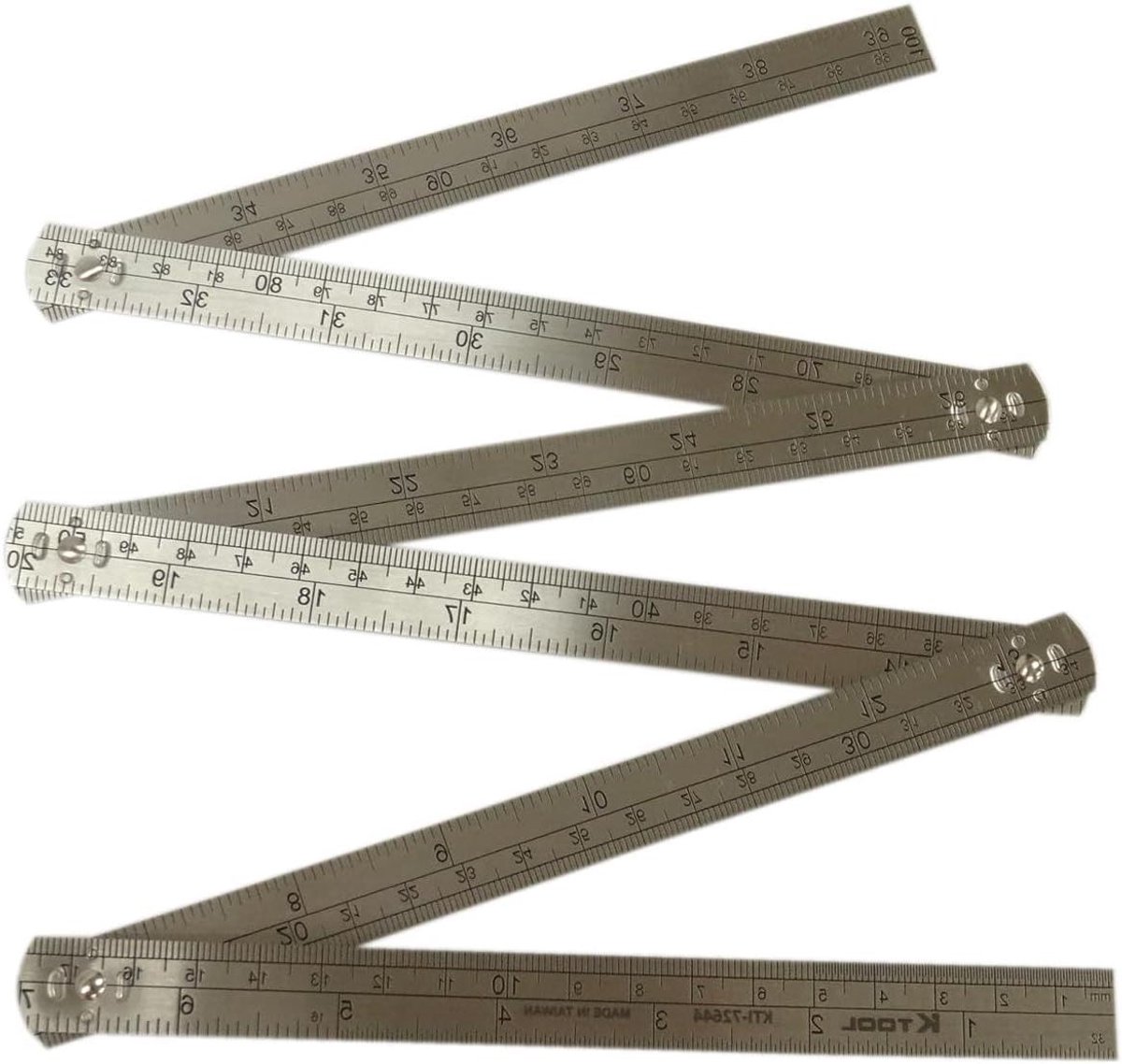 Stalen Vouwregel - Meetlat Liniaal - Nauwkeurig Meten - Gelegeerd Staal - 3 Meter - Zilver