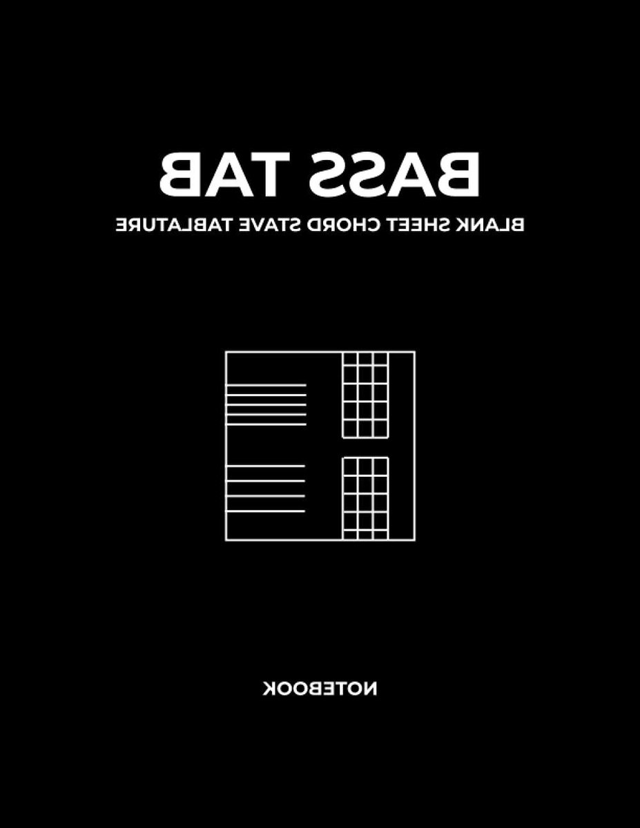 Bass Tab Notebook - Muziek Papier - Muziek Noteren - 60 Vel Chord Grids - 21.59 x 27.94 cm - Zwart
