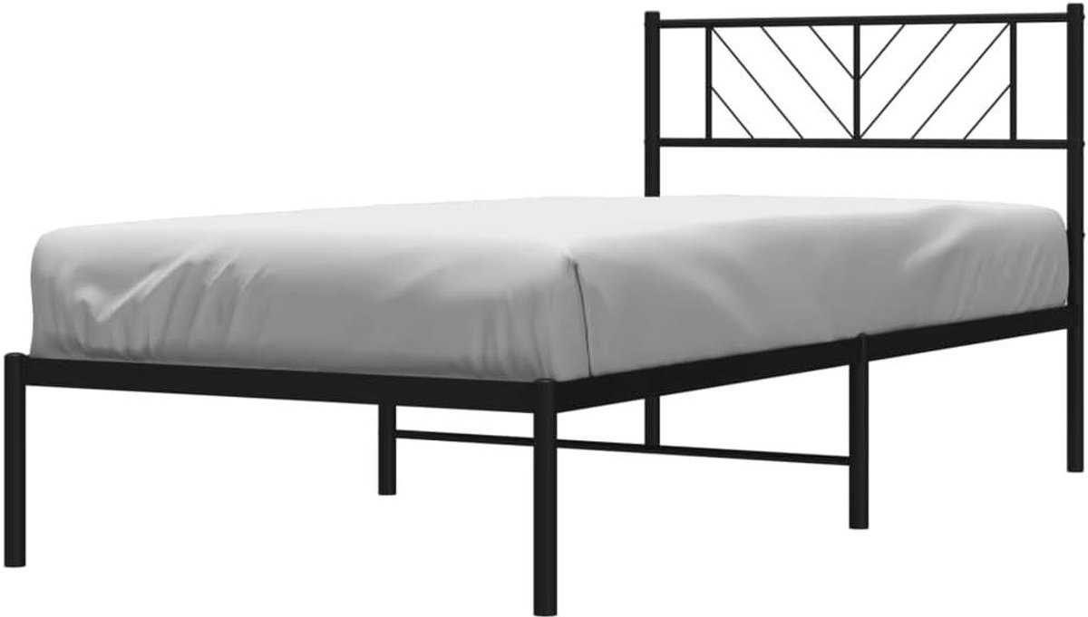 Metalen Bedframe - Ledikant Hoofdbord - Slaapkamer Inrichten - Robuuste Stalen Constructie - 75x190 cm - Zwart