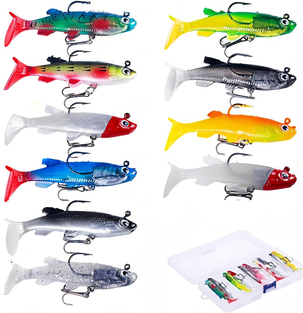 Zachte Vis Lures - Spinners Baits Kunstazen - Vissen Roofvis - Levendige Zwemactie - 10 stuks 8cm - Diverse Kleuren