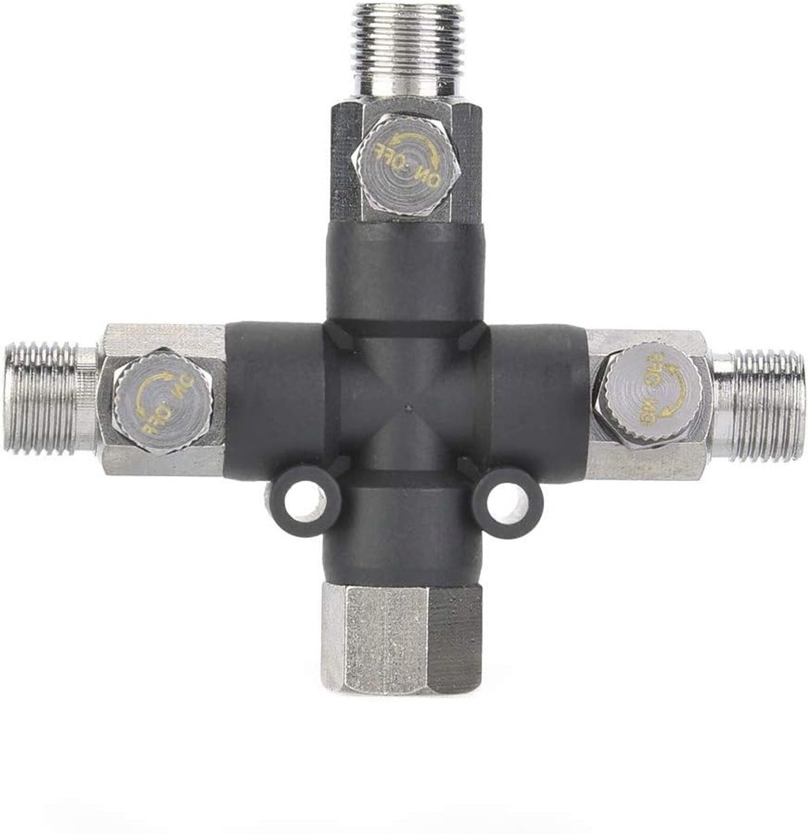 Verstelbare Airbrush Aansluiting, 1/8 Zoll Metaal Drieweg Adapter voor Spuitpistolen en Luchtcompressor Accessoires